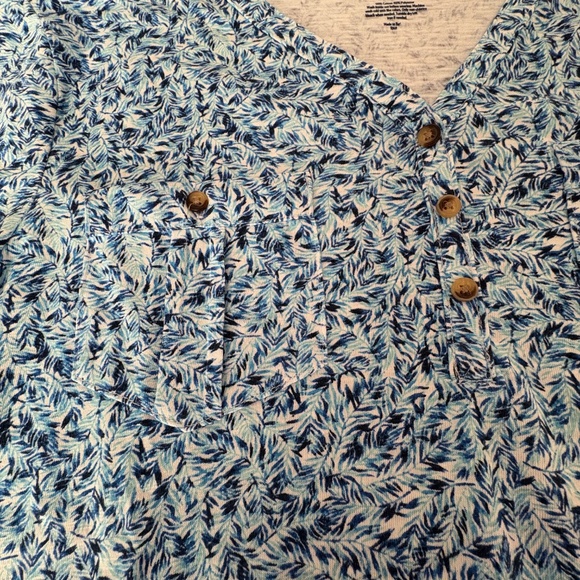 Croft & Barrow Blue Elbow Sleeve Utility Henley Top - Picture 5 of 7